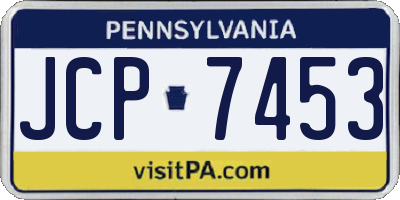 PA license plate JCP7453