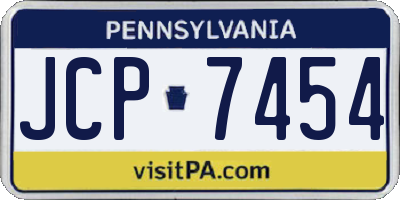 PA license plate JCP7454