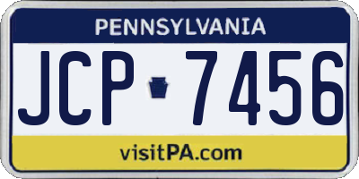 PA license plate JCP7456
