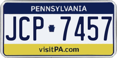 PA license plate JCP7457