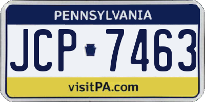 PA license plate JCP7463