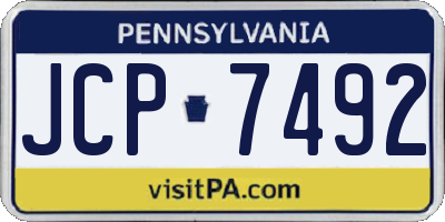 PA license plate JCP7492