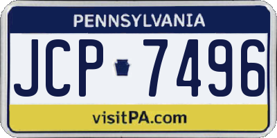 PA license plate JCP7496