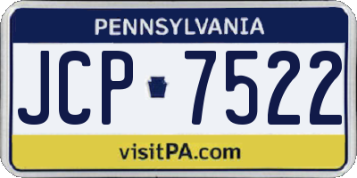 PA license plate JCP7522