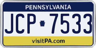 PA license plate JCP7533
