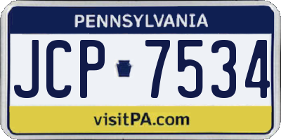 PA license plate JCP7534
