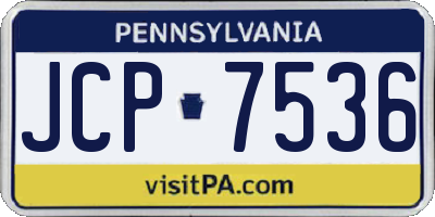 PA license plate JCP7536