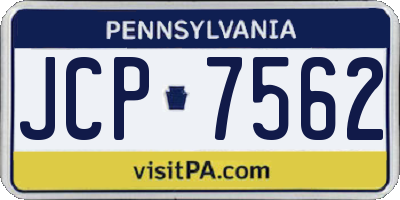 PA license plate JCP7562