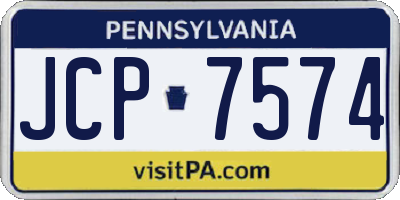 PA license plate JCP7574