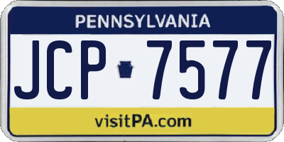 PA license plate JCP7577