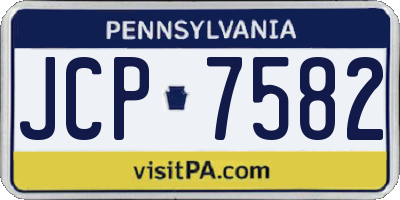PA license plate JCP7582