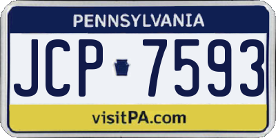 PA license plate JCP7593