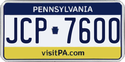 PA license plate JCP7600