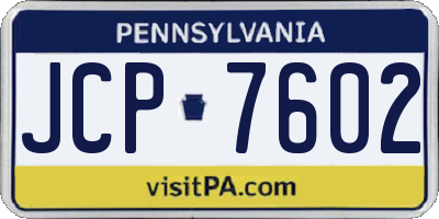PA license plate JCP7602