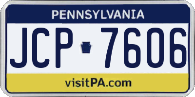 PA license plate JCP7606