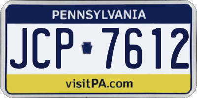 PA license plate JCP7612