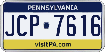 PA license plate JCP7616