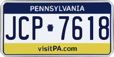 PA license plate JCP7618