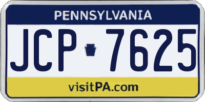 PA license plate JCP7625