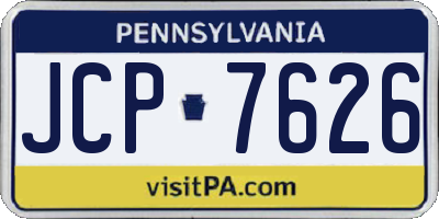 PA license plate JCP7626