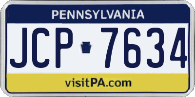 PA license plate JCP7634