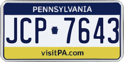 PA license plate JCP7643