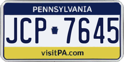 PA license plate JCP7645