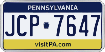 PA license plate JCP7647