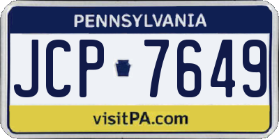 PA license plate JCP7649