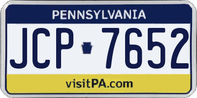 PA license plate JCP7652