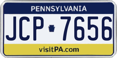 PA license plate JCP7656