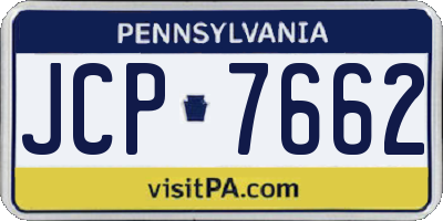 PA license plate JCP7662