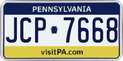 PA license plate JCP7668