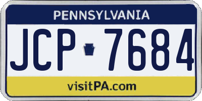PA license plate JCP7684