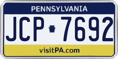 PA license plate JCP7692