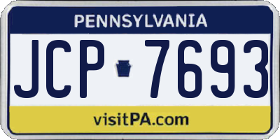 PA license plate JCP7693