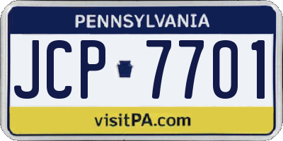 PA license plate JCP7701