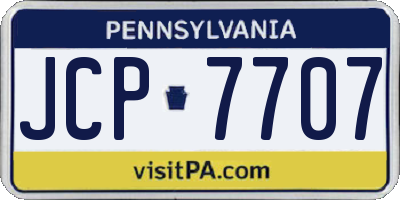 PA license plate JCP7707