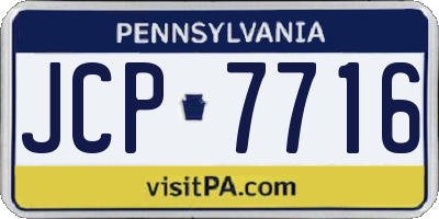 PA license plate JCP7716