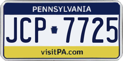 PA license plate JCP7725