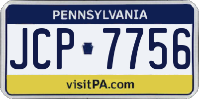 PA license plate JCP7756