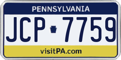 PA license plate JCP7759