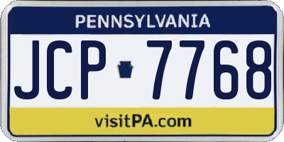 PA license plate JCP7768