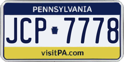 PA license plate JCP7778