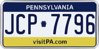 PA license plate JCP7796