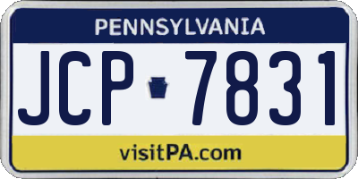PA license plate JCP7831