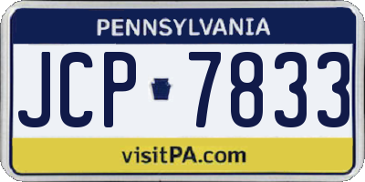 PA license plate JCP7833