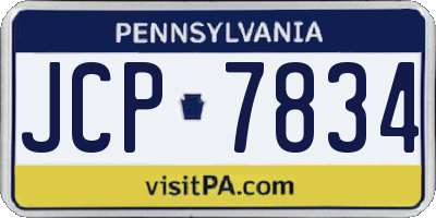 PA license plate JCP7834