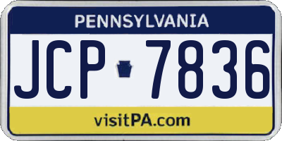 PA license plate JCP7836