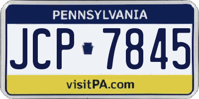 PA license plate JCP7845